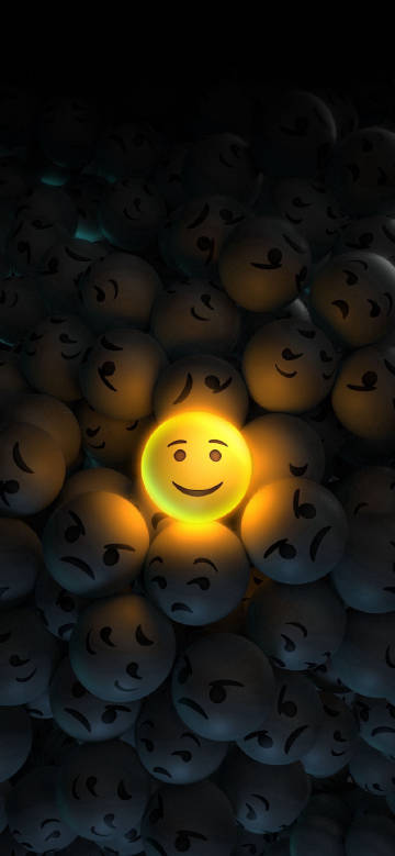 Yellow light smiley ball phone wallpaper