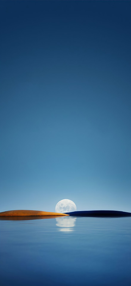 Moon in the deep blue night sky phone wallpaper