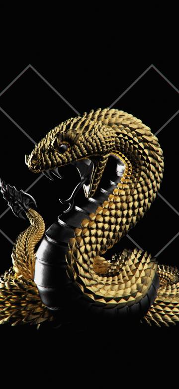 Metallic texture Golden Snake 4K Wallpaper