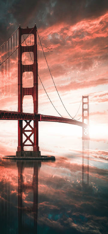 Golden Gate bridge in cloud and sea phone wallpaper