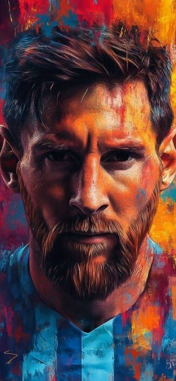 Artistic paintings of the footballer Lionel Messi wallpaper