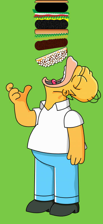 Dynamic Island iPhone wallpaper: Homer Simpson Eating Burger Close-up