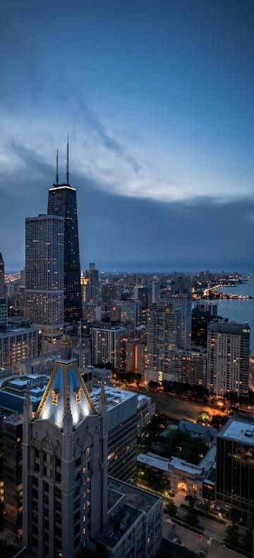 Stunning Chicago City Nightscape 4K Phone Wallpaper