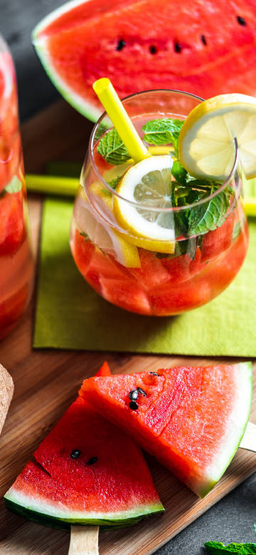 Summer watermelon lemon ice drink phone wallpaper