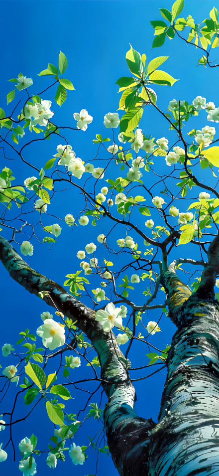 Looking Up Vibrant Tree 4K Wallpaper