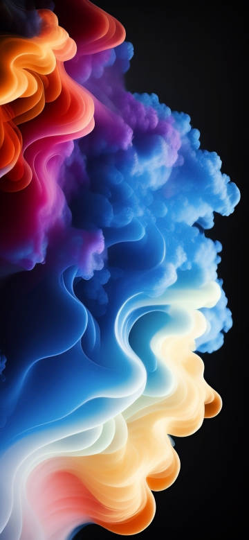 Orange, Purple, and Blue Smoke on a Dark Background 4K Wallpaper