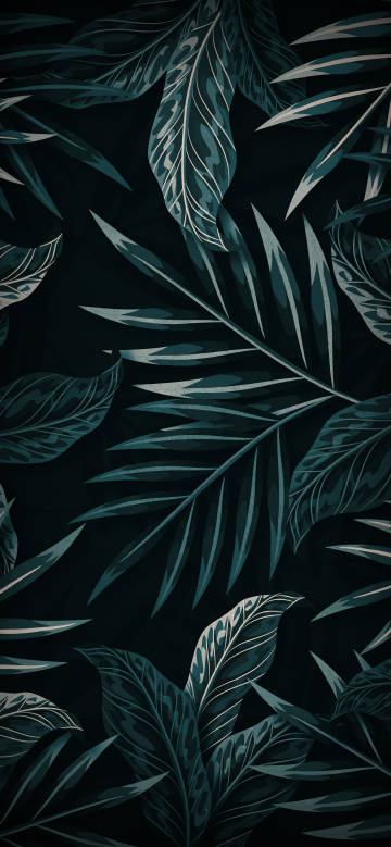 Textured clear leaves on dark green background