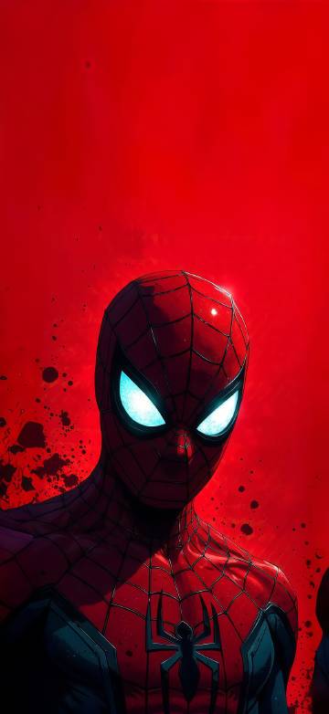 Spiderman on red background phone wallpaper