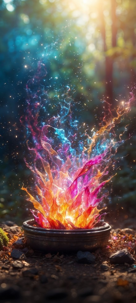 A Fantasy Colorful Water In A Bowl 4K Wallpaper