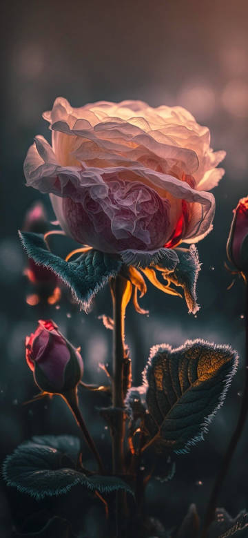 Glowing Fantasy Rose in Soft Light 4K Phone Wallpaper