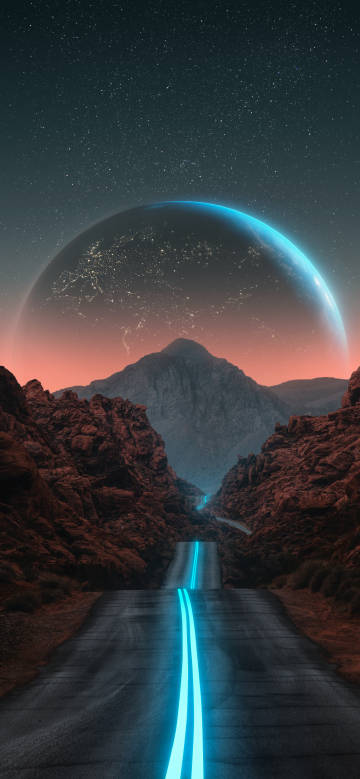 Neon Roads Under a Giant Planet