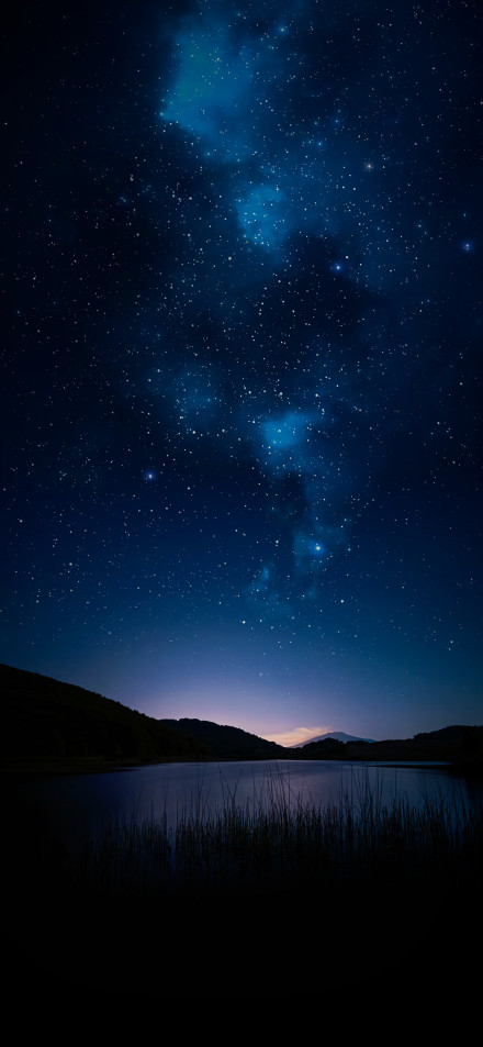Beautiful Calm Lake Under A Starry Sky Phone Wallpaper