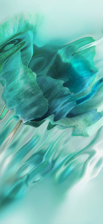 An abstract flower in blue and green tones phone wallpaper