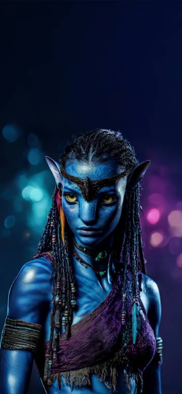 Neytiri from Avatar with Neon Background