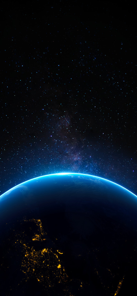 Night view of Earth from space phone wallpaper