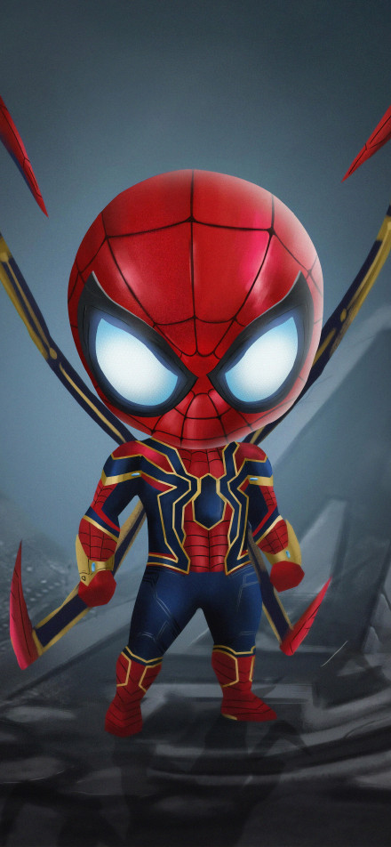Cute little Iron Spider-Man phone wallpaper
