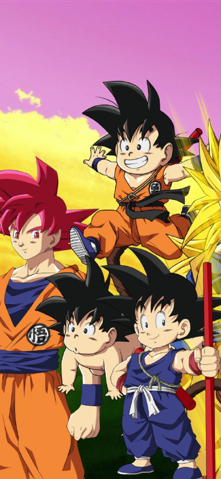 Cute Kid Goku and Super Saiyan Form Wallpaper