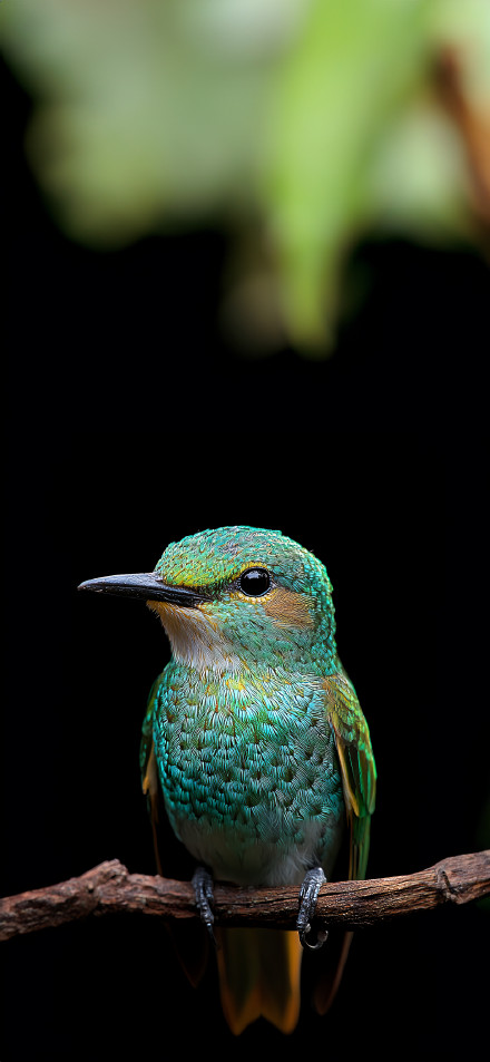 Cute Little Green Bird Standing On A Branch 4K Phone Wallpaper