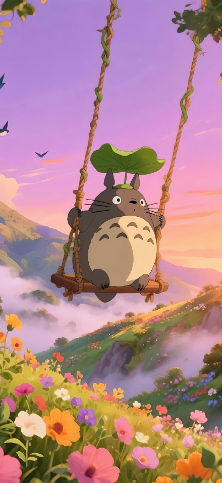 Totoro on a swing