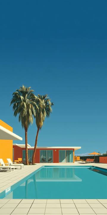Palm Trees and Pool Under a Clear Blue Sky 4K Wallpaper Palm Trees and Pool Under a Clear Blue Sky 4K Wallpaper