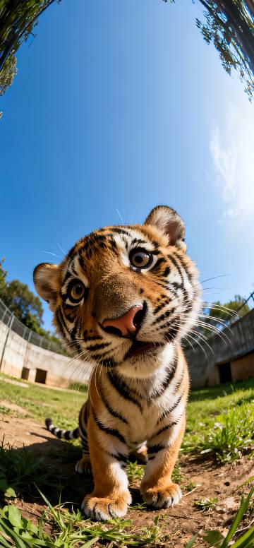 Cute Tiger Looking at the Camera Depth Effect 4K phone wallpaper