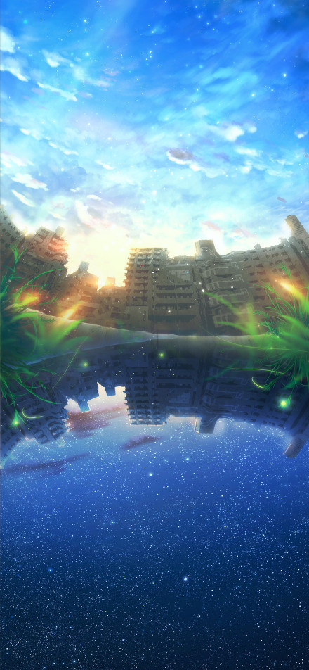 City at Dusk: Reflecting in a Starry Pond