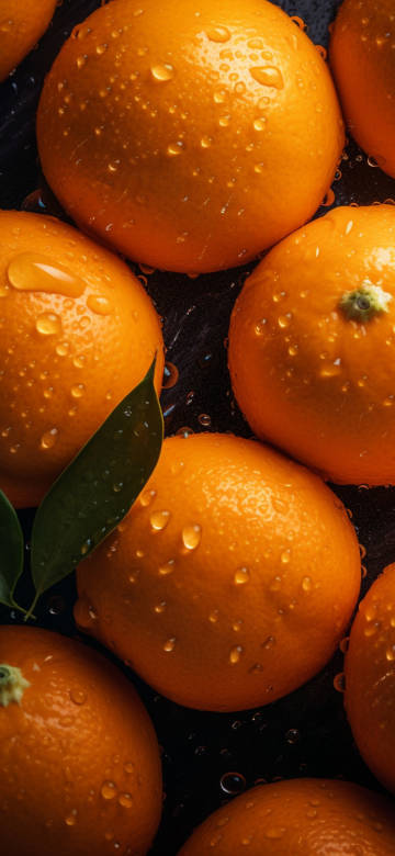 Close-Up Of Fresh Oranges With Water Droplets 4K Wallpaper
