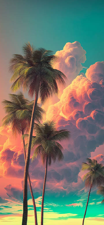 Palm trees under a dreamy sky phone wallpaper
