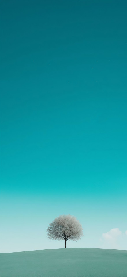 Simple phone wallpaper, a tree on the hill