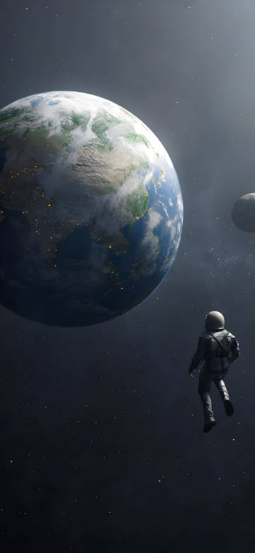 Astronauts floating in space looking at the Earth wallpaper Astronauts floating in space looking at the Earth wallpaper