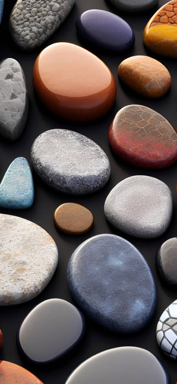 Colorful Smooth Pebbles on a Black Surface 4K Wallpaper