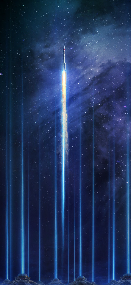 Rocket launches under the stars phone wallpaper
