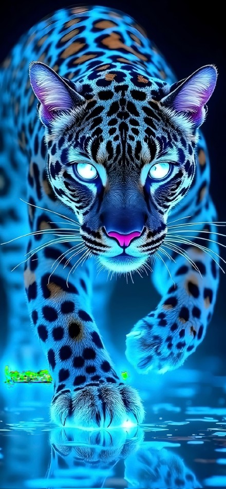 Intense Eyes Glowing Leopard 4K Phone Wallpaper