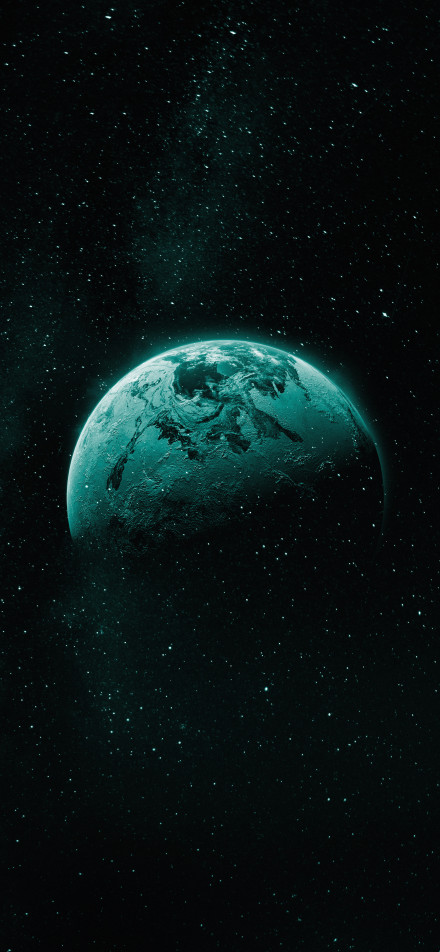 Cyan Earth in Dark Space 4K Wallpaper