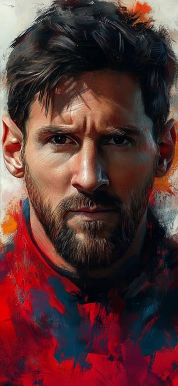 Messi oil painting portrait 4K wallpaper