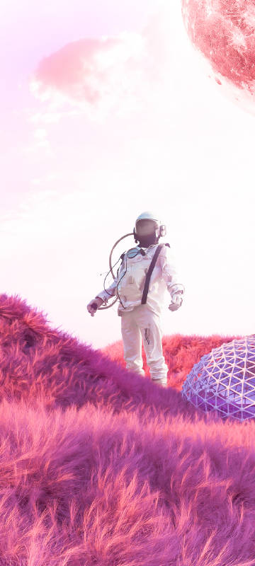 Pink planet astronaut phone wallpaper