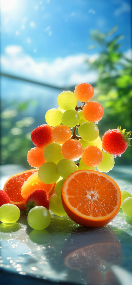 Fresh fruit in the sun fresh and inviting phone wallpaper