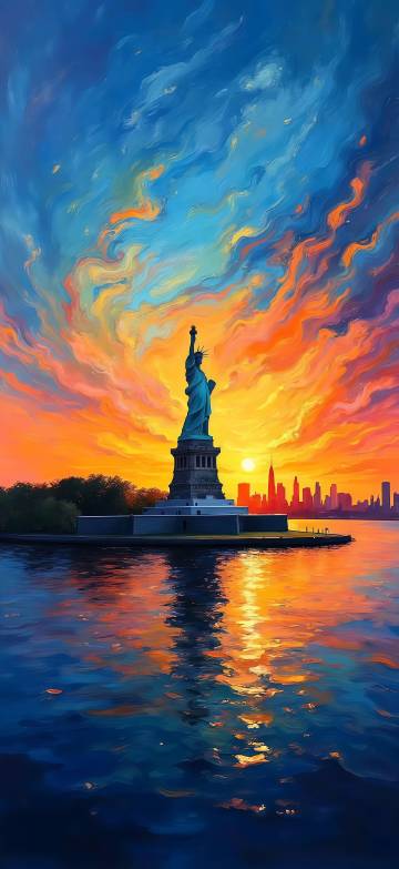 Vibrant Liberty Sunset Painting Wallpaper Vibrant Liberty Sunset Painting Wallpaper
