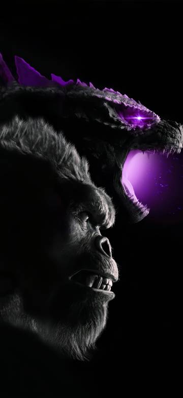 Godzilla and Kong in Dark Background Wallpaper