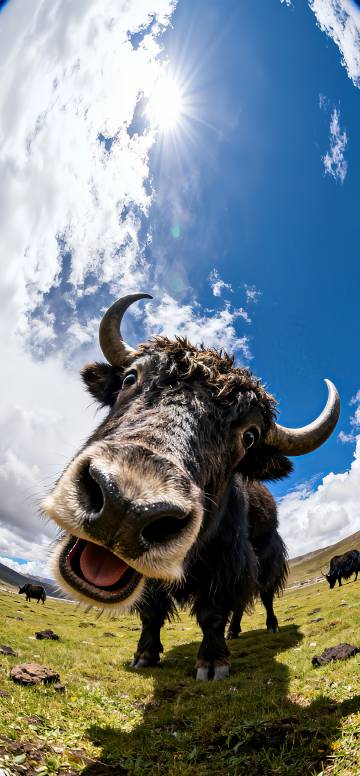 Cute Yak Looking at the Camera Depth Effect 4K wallpaper