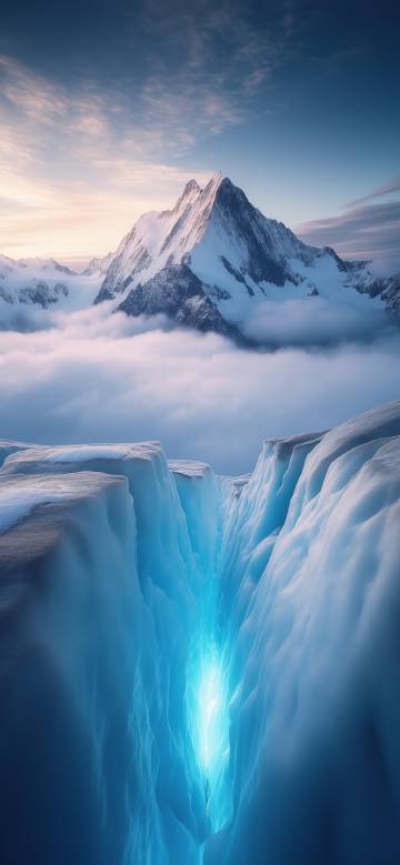 Mysterious glacier crevice for ai phone wallpaper