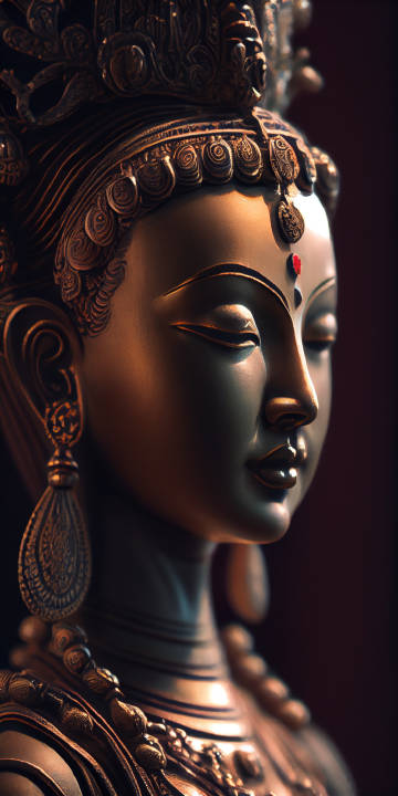 Golden Female Buddha Statue Wallpaper