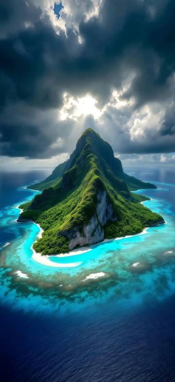 Mystic Island Peak Fantasy Wallpaper 4K