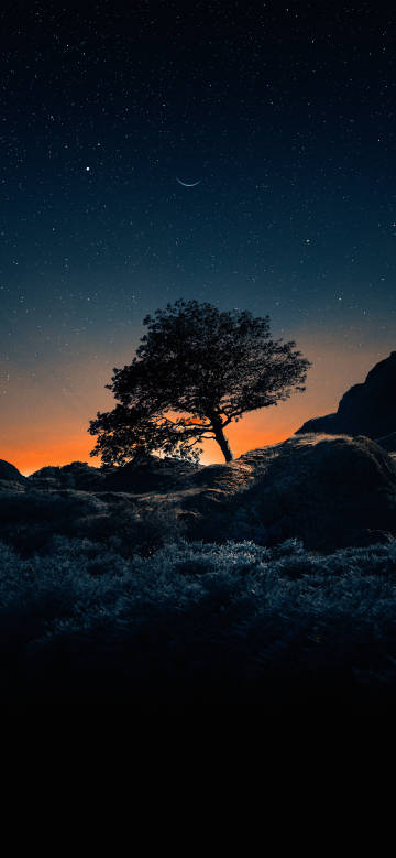 Mysterious and Serene Night Sky Hill Landscape Wallpaper 4K Mysterious and Serene Night Sky Hill Landscape Wallpaper 4K