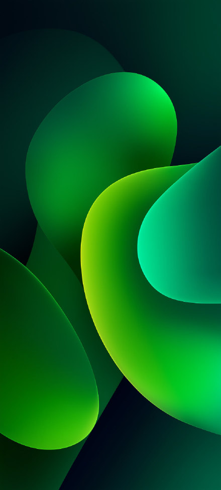 Abstract Green Shapes on Dark Green Background Wallpaper