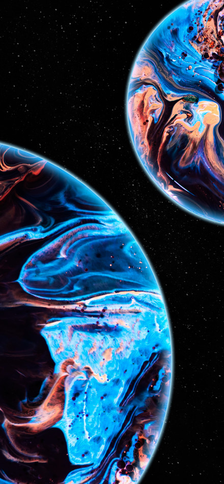 Artistic planets under starry sky phone wallpaper