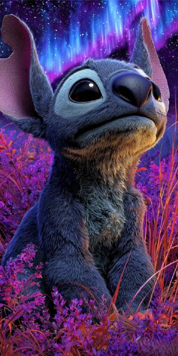 Cute Fluffy Stitch Looking At The Night Sky