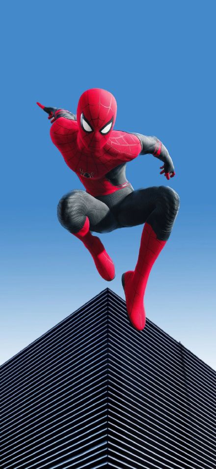 Spider-Man Leaping from a Skyscraper Depth Effect Wallpaper