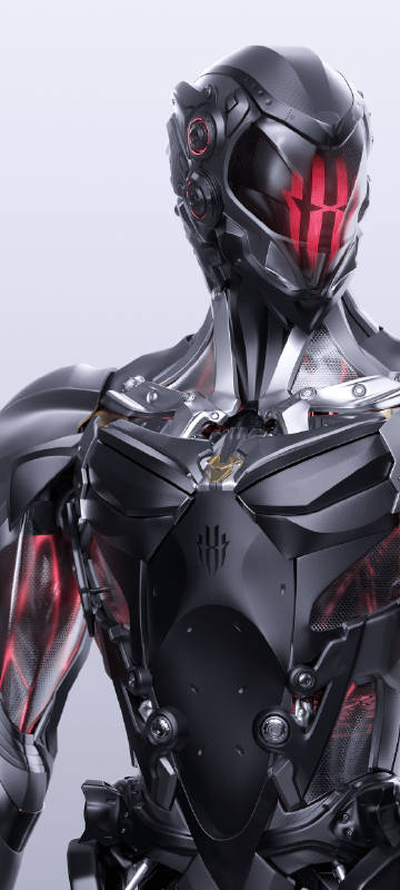 Dark metal robot phone wallpaper