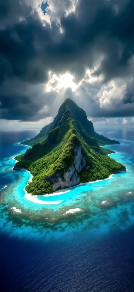 Mystic Island Peak Fantasy Wallpaper 4K